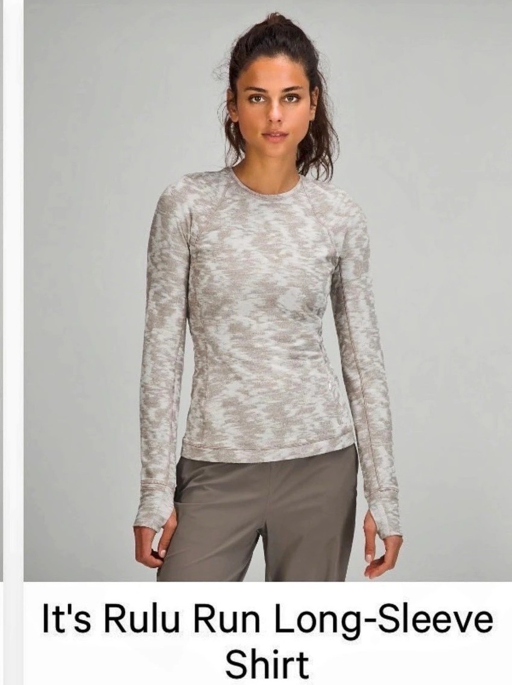 Lululemon Rulu Run Long-Sleeve white Jacquard Shirt Size 6